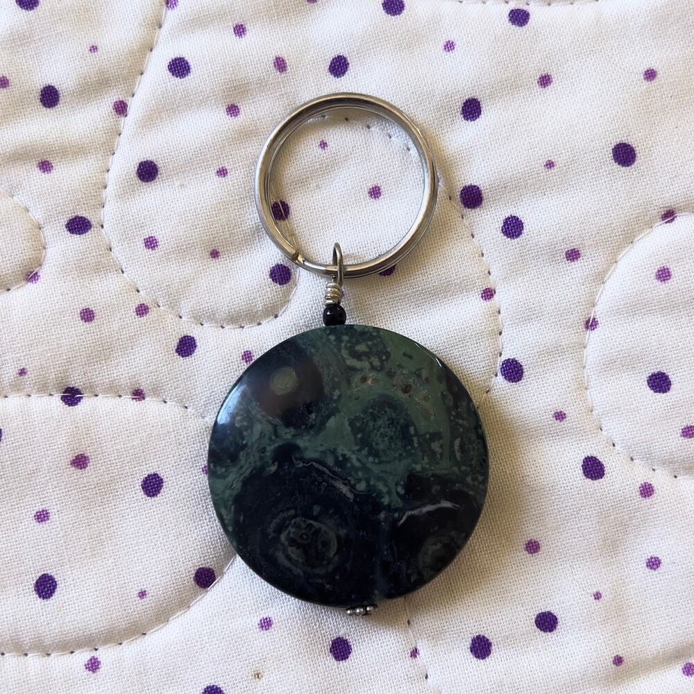 Kambaba Crocodile Jasper Keychain Handmade Key Ring Jewelry